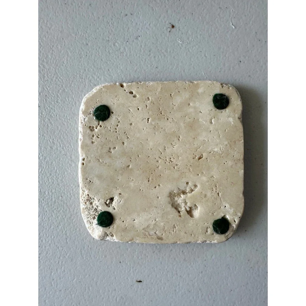 Travertine Stone Decorative Textured Carved Dolphin Square Coaster